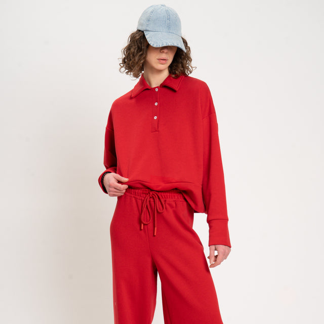 Zeroassoluto-Bermuda in felpa elastico in vita - rosso