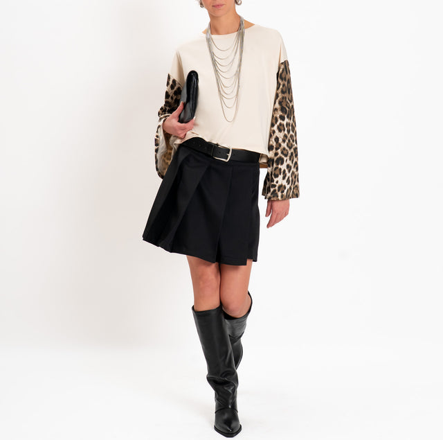 Haveone-T-shirt manica ampia fantasia animalier - burro/moro/nero