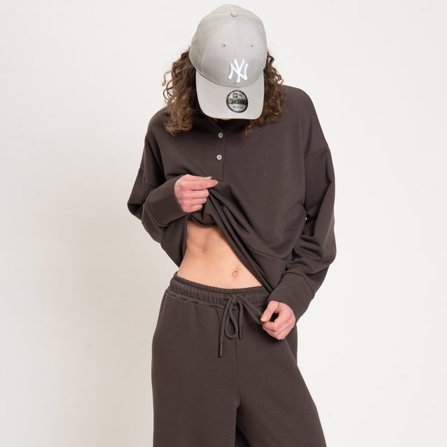 Zeroassoluto-Felpa con collo a polo - moro
