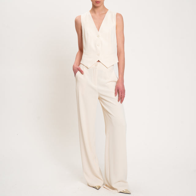 Dixie-Completo gilet e pantalone tessuto fluido - burro