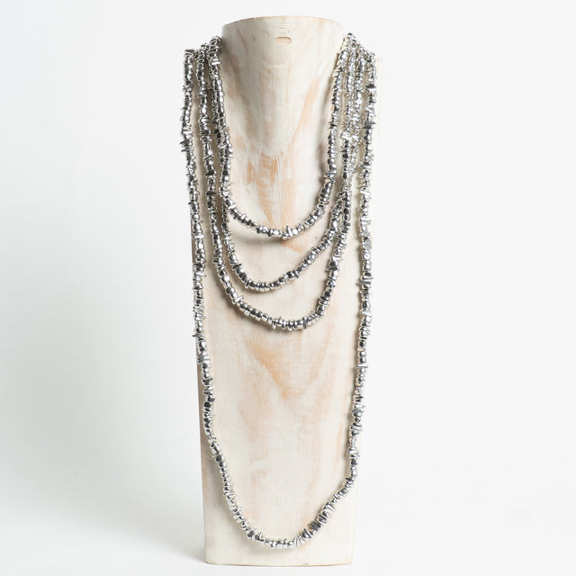 W by Whitemood-Collana multifilo pietre irregolari - silver