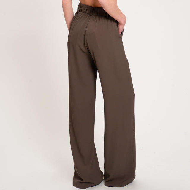 Dixie-Completo gilet e pantalone tessuto fluido - moro