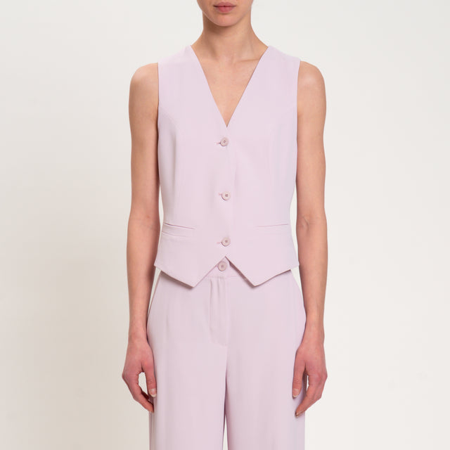 Dixie-Completo gilet e pantalone tessuto fluido - lilla