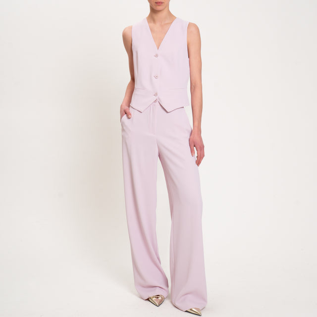 Dixie-Completo gilet e pantalone tessuto fluido - lilla