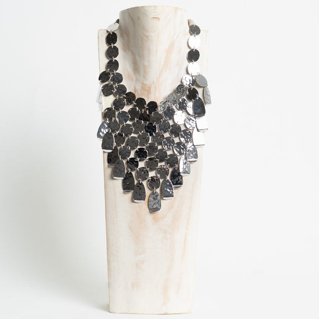 W by Whitemood-Collana nido d'ape martellata - silver