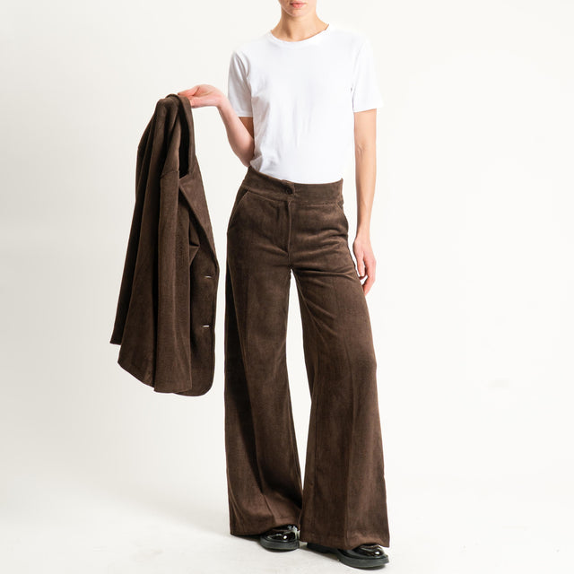 Zeroassoluto- Pantalone ANDY velluto 500 righe tessuto elasticizzato - moro