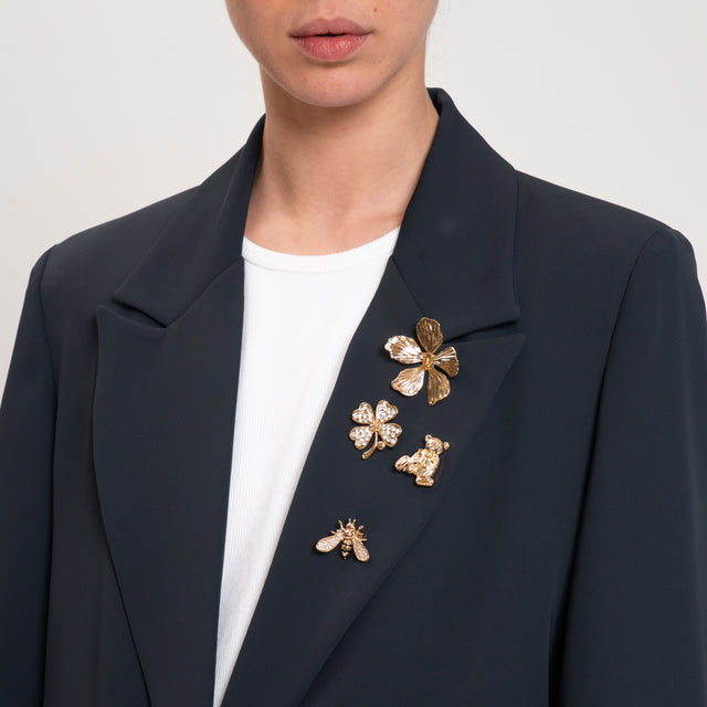 Dixie-Giacca tessuto fluido con spille - blu
