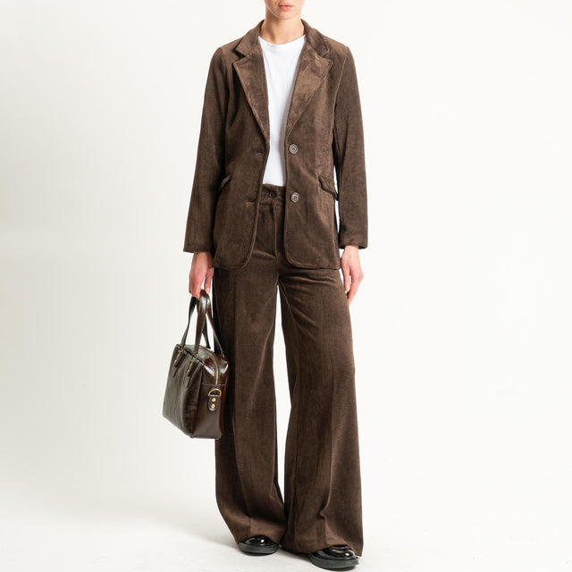 Zeroassoluto- Pantalone ANDY velluto 500 righe tessuto elasticizzato - moro