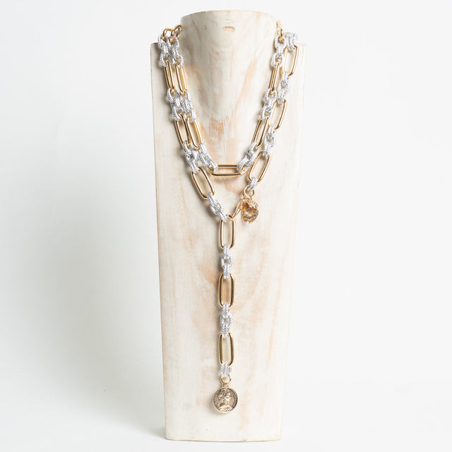 W by Whitemood- Collana catene miste con moneta - gold/silver