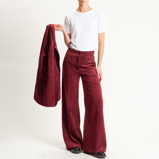 Zeroassoluto- Pantalone ANDY velluto 500 righe tessuto elasticizzato - vino
