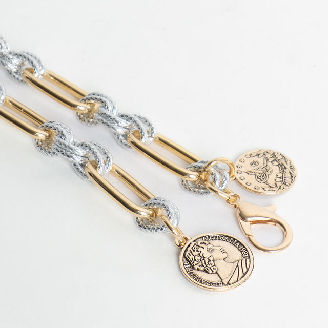 W by Whitemood- Collana catene miste con moneta - gold/silver