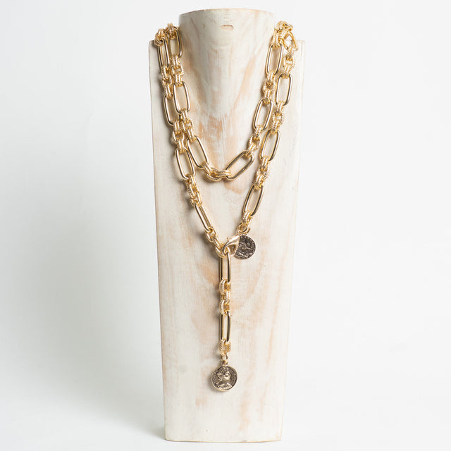 W by Whitemood- Collana catene miste con moneta - gold