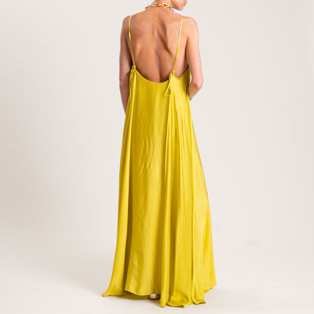 Vicolo-Abito in satin con bretelle - lime