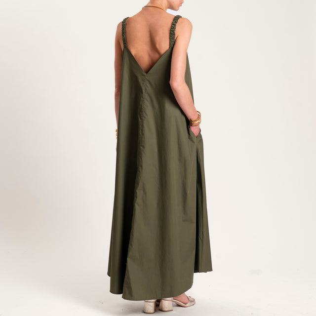 Motel-Abito parachute bretelle elastico con tasche - militare