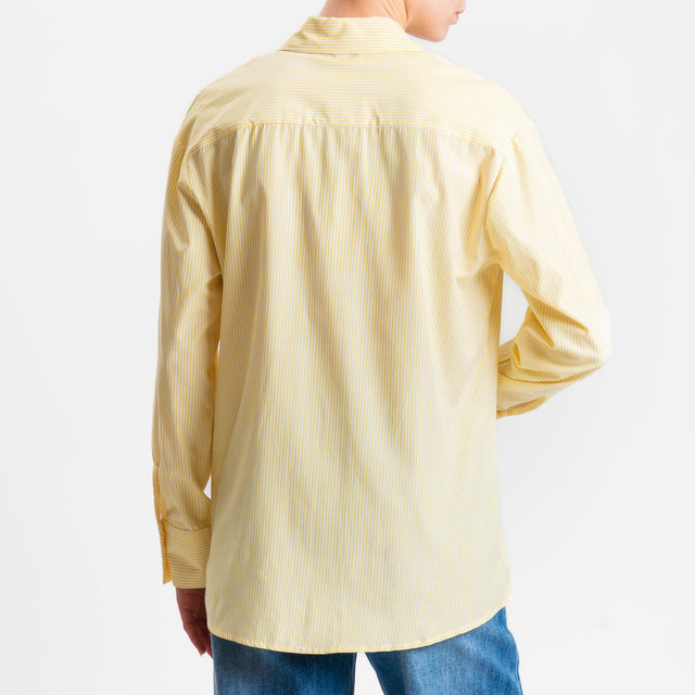 Tensione in-Camicia in cotone - righe fine giallo/bianco