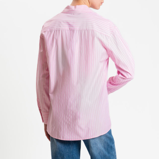 Tensione in-Camicia in cotone - righe pink/bianco