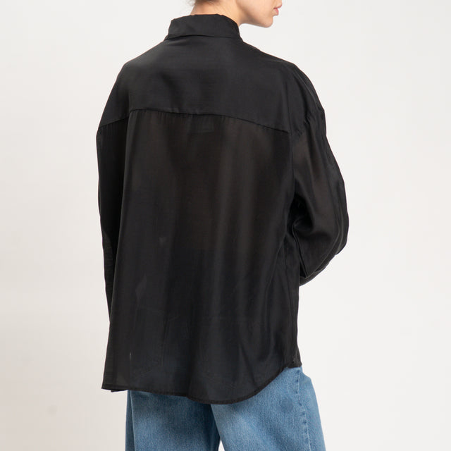 Camisa Dixie-Muslin con bolsillos - Negra