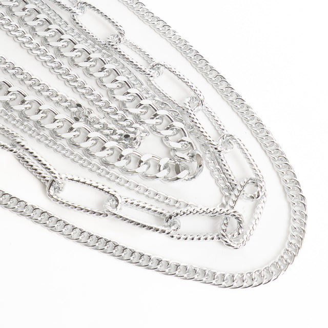 W by Whitemood-Collana catene 6 giri - silver