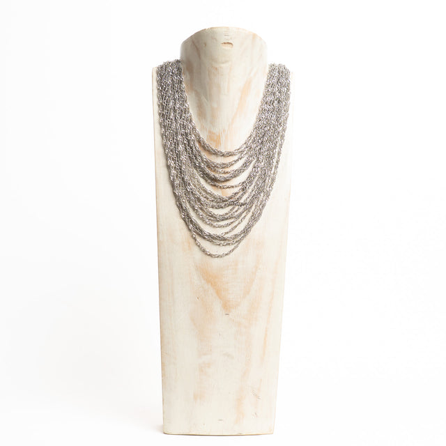 W by Whitemood-Collana multifilo maglia stretta - silver