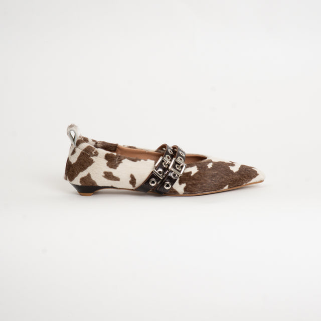 Divine Follie-Ballerina in cavallino cow print - burro/moro