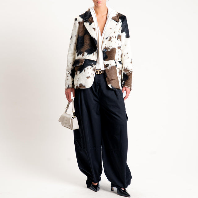Motel- Giacca in cavallino cow print - latte/nero/moro
