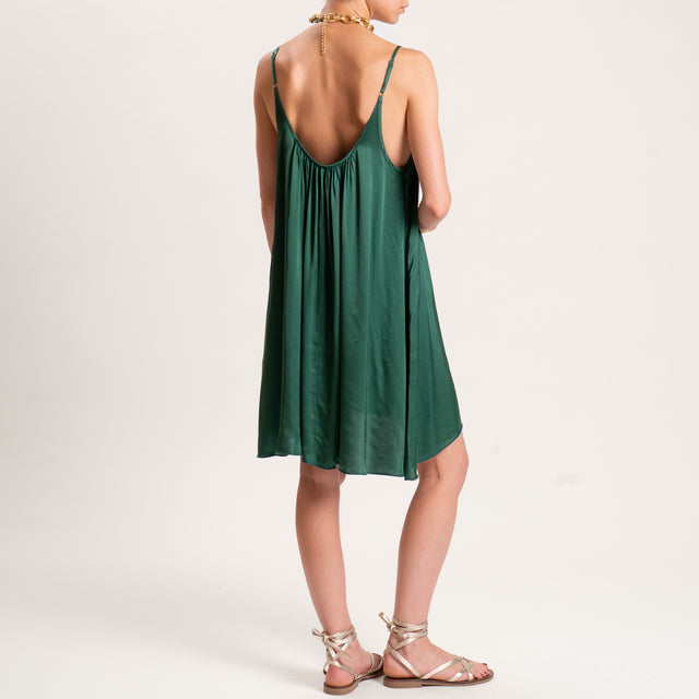 Motel-Abito satin corto bretelle regolabili - VERDE
