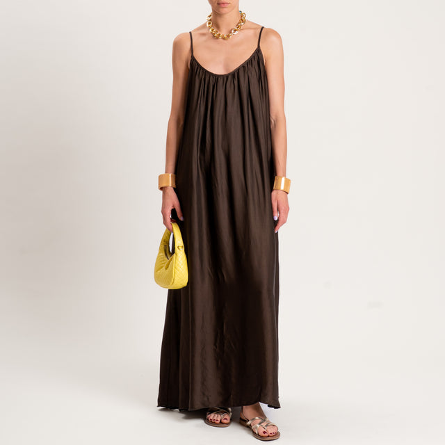 Motel-Abito satin con tasche bretelle regolabili - brunette