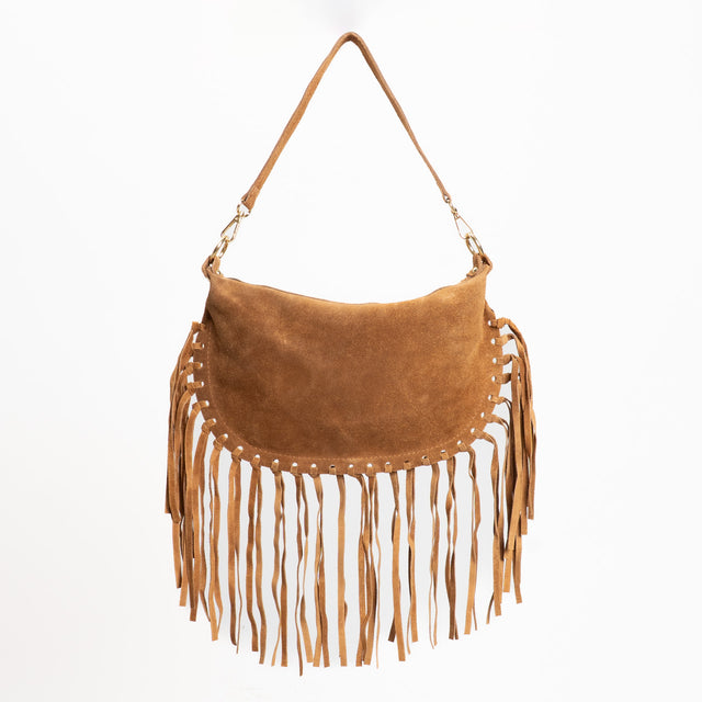 W by Whitemood-Borsa mezzaluna in camoscio con fra - cuoio