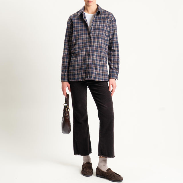 Tensione in-Camicia check in flanella - blu