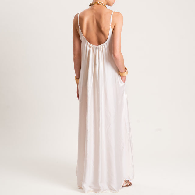 Motel-Abito satin con tasche bretelle regolabili - burro