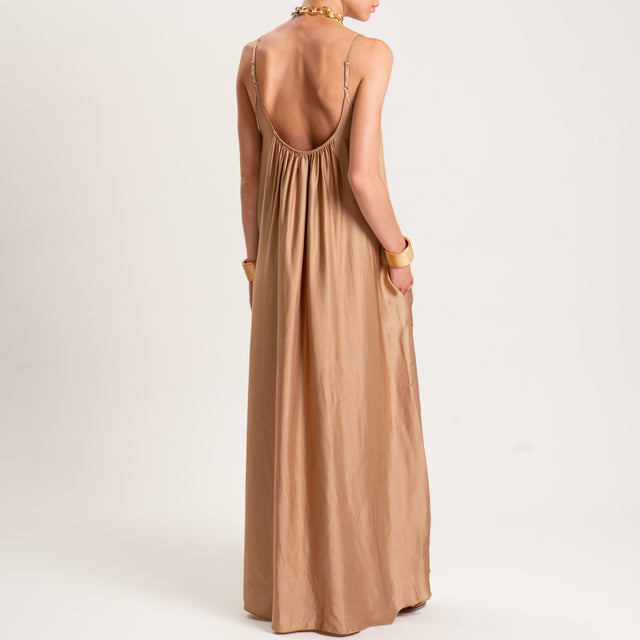 Motel-Abito satin con tasche bretelle regolabili - desert