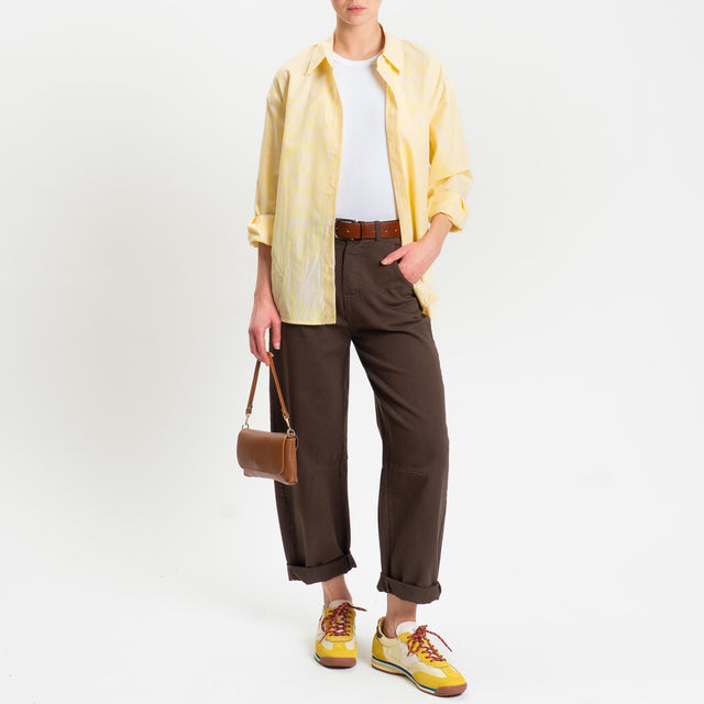 Tensione in-Pantalone barrel cotone elasticizzato elastico dietro - caffe'