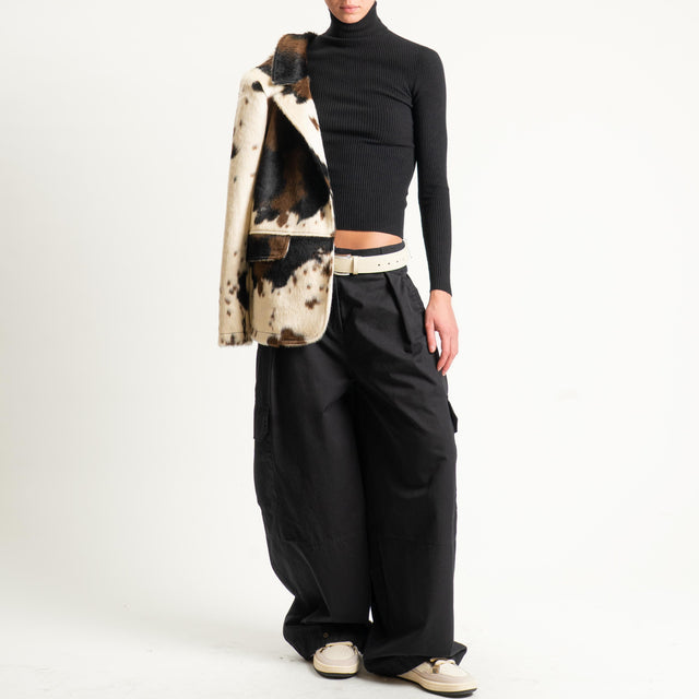 Tensione in-Pantalone cargo wide leg - nero