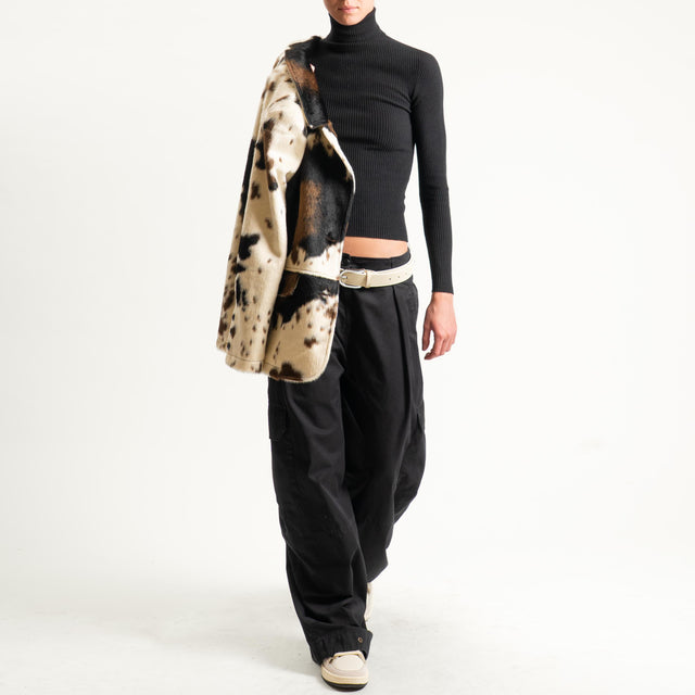 Tensione in-Pantalone cargo wide leg - nero