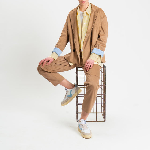 Tensione in-Giacca doppiopetto effetto suede - cappuccino