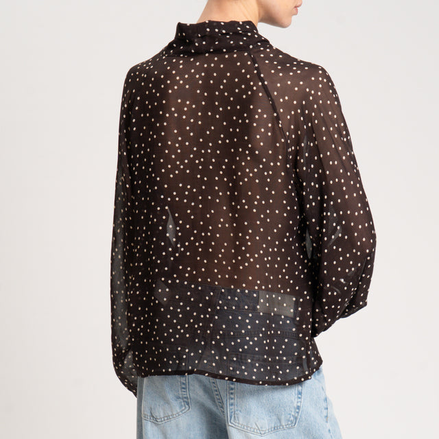 Tensione in-Blusa pois con fiocco - cioccolato
