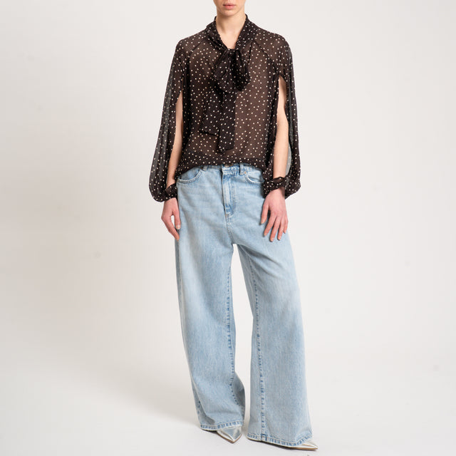 Tensione in-Blusa pois con fiocco - cioccolato