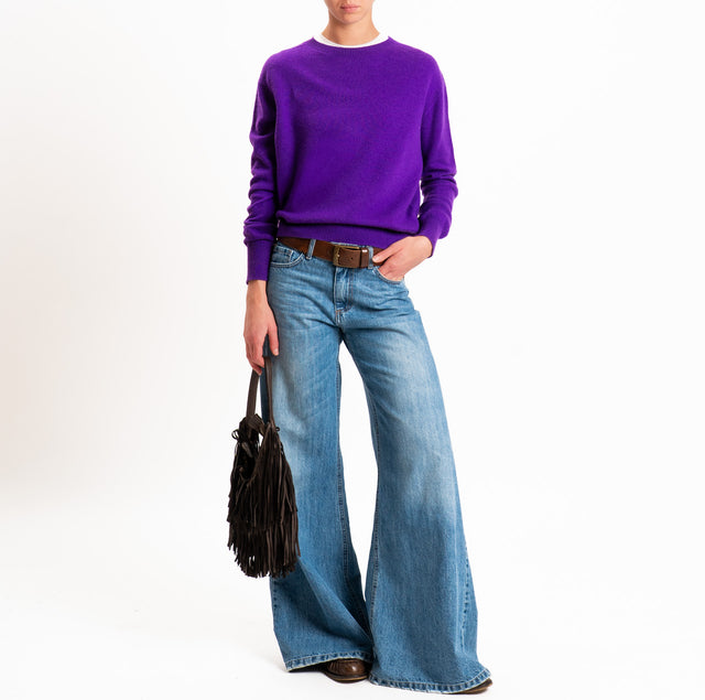 Tensione in-Maglia girocollo 100% LANA SOFT - viola