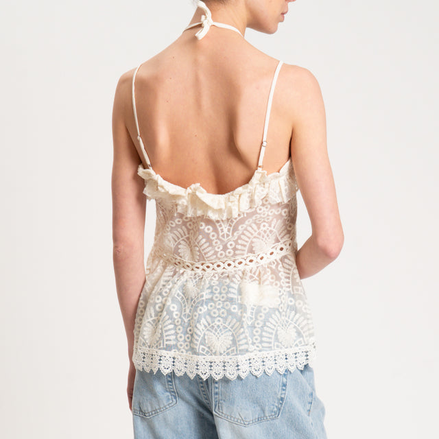 Tensione in-Top in pizzo bretelle regolabili - ecru'