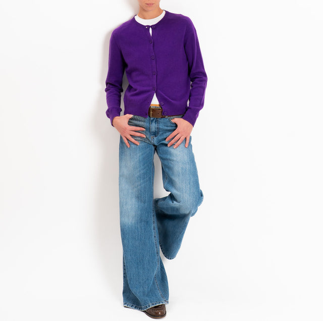 Cardigan gauge 100% SOFT WOOL - purple