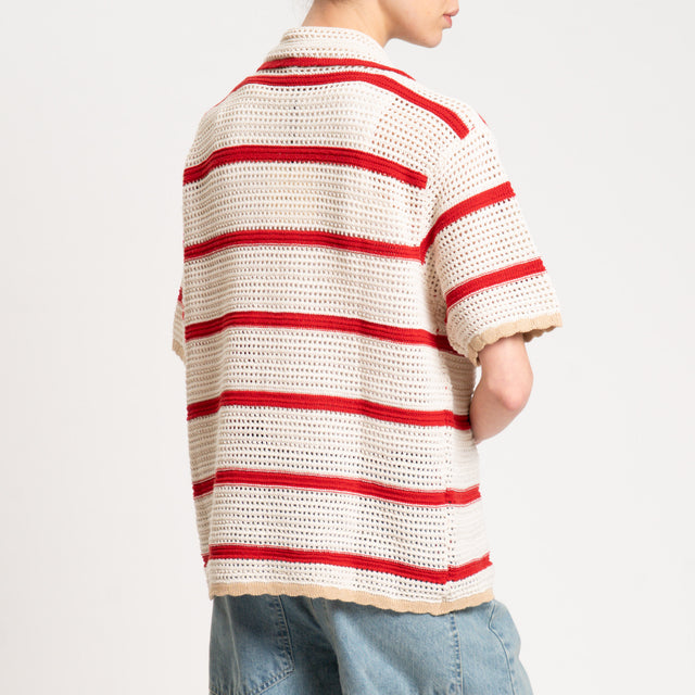 Tensione in-Camicia crochet - ecru'/rosso/beige