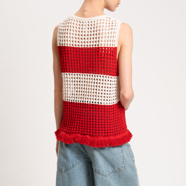 Tensione in-Maglia crochet - ecru'/rosso