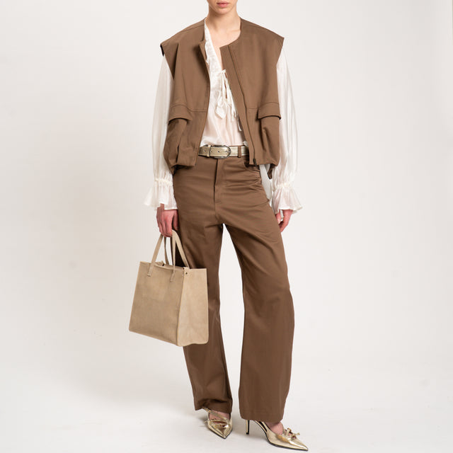 Vicolo-Pantalone 5 tasche cotone elasticizzato - moro