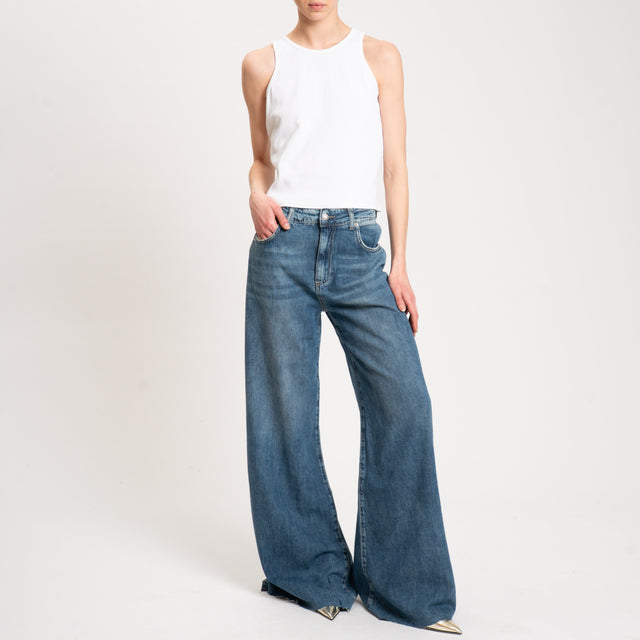 Zeroassoluto-Jeans JAMILA wide leg tela morbida taglio vivo - denim