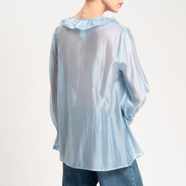 Vicolo-Blusa in mussola con rouches - cielo