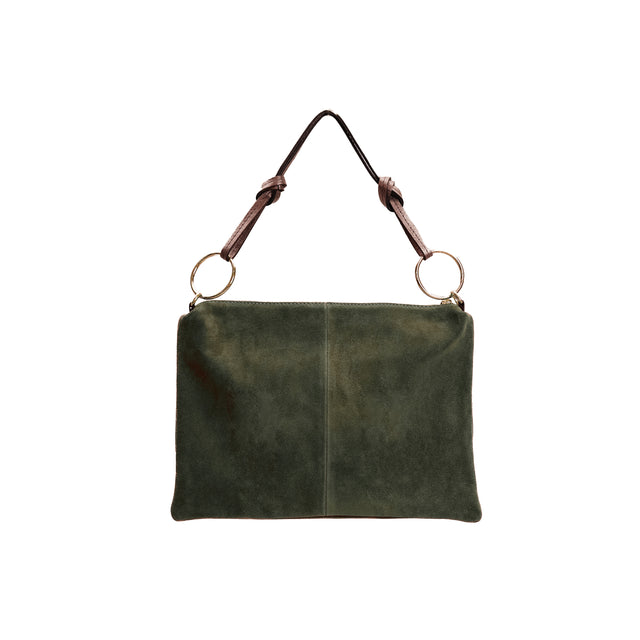 W by Whitemood-Borsa a spalla in pelle scamosciato - militare