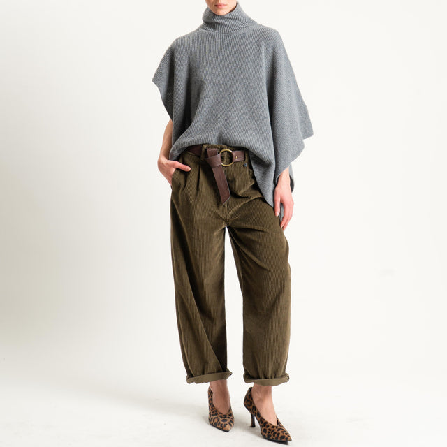 Dixie-Maglia poncho asimmetrica coste inglese - grigio