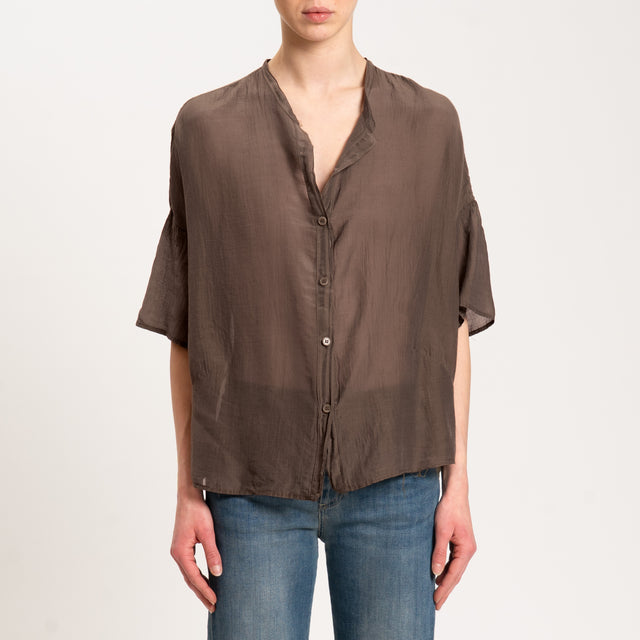 Vicolo-Camicia in mussola mezza manica - moro