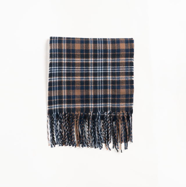 Vicolo-Sciarpa quadri - blu/cuoio/latte