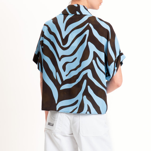 Tensione in-Camicia fantasia mezza manica - moro/celeste